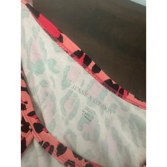Jessica London Plus Size Keyhole Pink Leopard Swing Tunic 26/28 - Picture 6 of 7